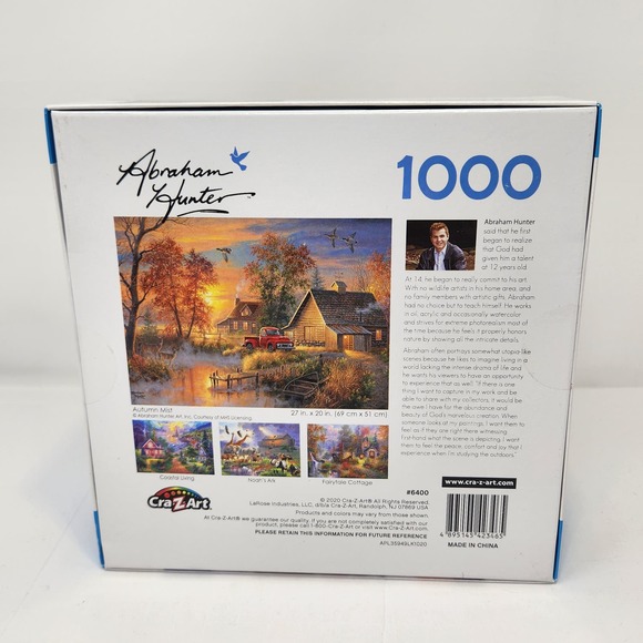 Cra Z Art Abraham Hunter Autumn Mist 1000 Piece Jigsaw Puzzle Cabin Water Nature - Picture 3 of 3